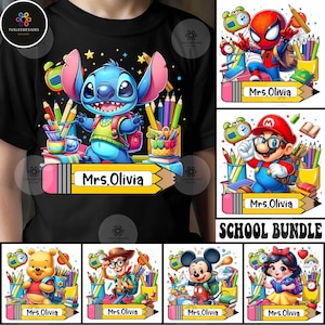 Custom Cartoon Back To School Png Bundle, Funny Cartoon Png, Cartoon Friends Png, Superhero Png,  Back To School Png, 2024 School Png