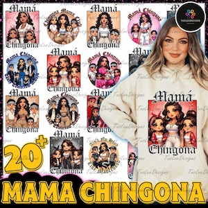 Paquete de más de 20 mamás chingonas chicanas, PNG, Día de la Madre Latina estilo Chibi, PNG, Regalo para Mamá Chola, PNG, Feliz Día de la Madre