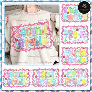 Preppy Back to School Bundle PNG, Coquette Teacher First Day of School Shirt Design, Girly Checkered Sublimation, Pre-k 1st/2nd/3rd Grade