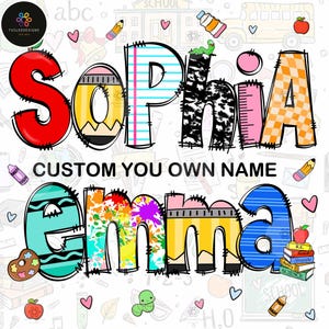Back To School Alphabet Png Bundle, Back To School PNG, Custom Kid Name School Pattern Clipart PNG, Teacher Gift, Best Teacher