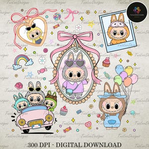 Perfect Gift for Kids, Monster Doll Png, Coquette Bow Cute Doll For Kids Girls Png, Easter Coquette Bow Png, Gift For Easter Day, Easter Png