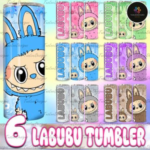 Trending Pink Cartoon Character 20oz Skinny Tumbler Wrap Bundle PNG, Funny Cartoon Character Wrap Design Bundle Png, Gift for Kids Tumbler