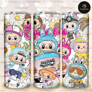 Envoltura de vaso delgado de 20 oz con personaje de dibujos animados de amigos, diseño de envoltura de personaje de dibujos animados divertido, regalo para niños, vaso PNG