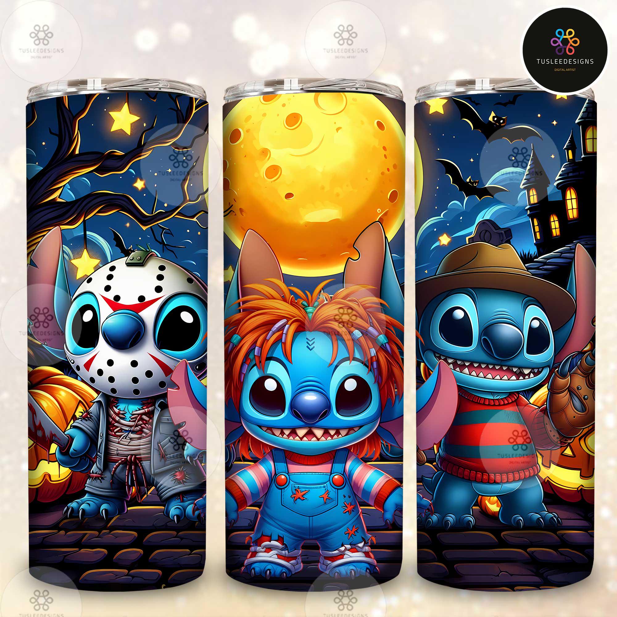 Halloween Cartoon Killers 20oz Tumbler Wrap Design, Alien Cartoon Halloween Skinny Tumbler, Horror Movie 20oz Tumbler png