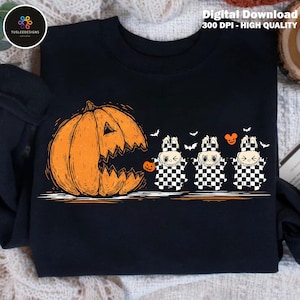 Trendy Halloween Pumpkin Chasing Dolls Cartoon Ghost, Halloween Costume Png, Spooky Season,Fall Vibes,Funny Halloween Boo Ghost Shirt Design