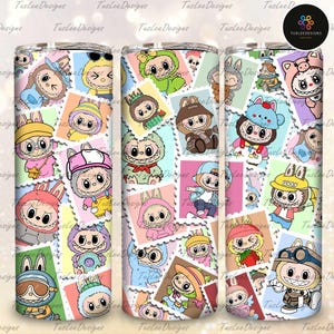 Funny Cartoon Character Wrap Design  Png, Trending Pink Cartoon Character 20oz Skinny Tumbler PNG, Gift for Kids, Digital File