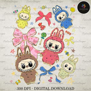 Perfect Gift for Kids, Monster Doll Png, Easter Coquette Bow Cute Doll For Kids Girls Png, Easter Coquette Bow Png, Gift For Easter Day