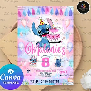 Blue Monster Birthday Party Invitation Template, Cartoon Movie Bday Canva Template, Editable Cartoon Bday Canva Design, Party Canva For Kid