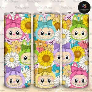 Trending Cartoon Doll Friends Character 20oz Skinny Tumbler Wrap PNG, Funny Cartoon Character Wrap Design, Gift for Kids Tumbler Png