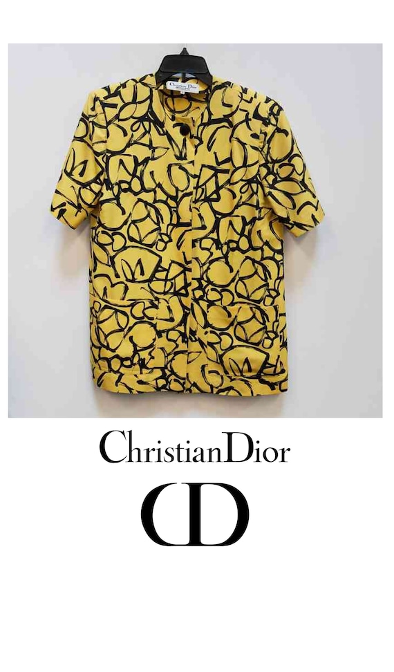 RARE Dior Vintage Black and Yellow Short Sleeved S