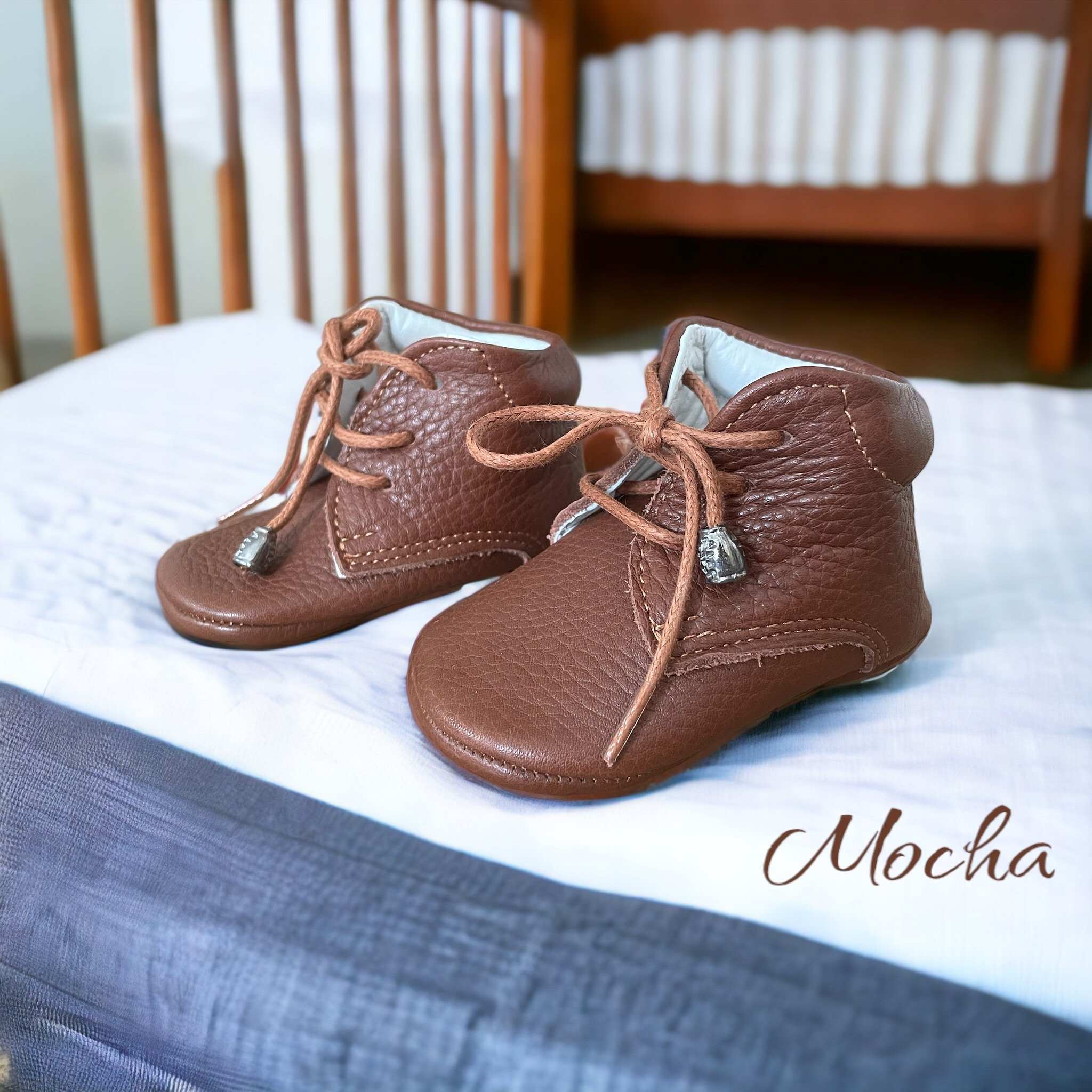 Handgemaakte leren babyschoentjes hotsell