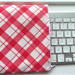 RED PLAID Apple Magic Keyboard Sleeve, Wireless Keyboard with Numeric Keypad Logitech MX Mini, Jelly Comb case Padded and Zipper image 1