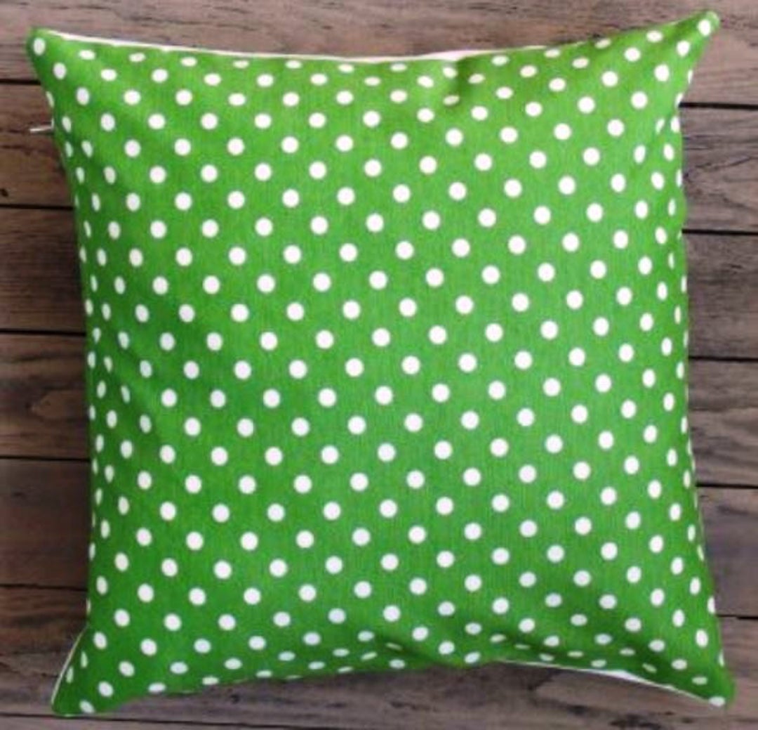 ON SALE Polka Dots on Kelly Green Throw Pillow, Decorative Pillow, Pillow Cover, Pillow Case