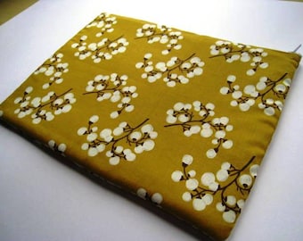 Flowers on Mustard Yellow - for Macbook 13" Air or Macbook 13 Inch Pro - Laptop Sleeve, Cover, Case, Bag - Padded and Zipper Closure