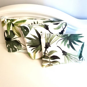 WHITE TROPICAL - Dreiteiliges Reißverschluss-Beutel-Set für Reisen, Schnüre, Schminktaschen-Set 3-teiliges, schweres Gewebe, wasserfest