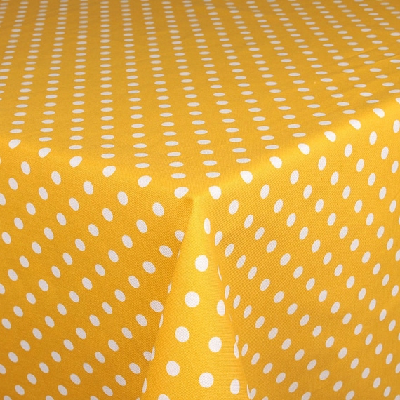 Diameter 68-170 cm POLKA DOTS on Green ROUND Handmade Tablecloth