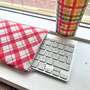 RED PLAID Apple Magic Keyboard Sleeve, Wireless Keyboard with Numeric Keypad Logitech MX Mini, Jelly Comb case Padded and Zipper image 2