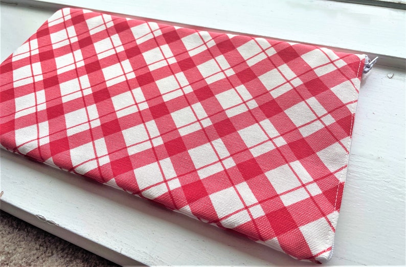 RED PLAID Apple Magic Keyboard Sleeve, Wireless Keyboard with Numeric Keypad Logitech MX Mini, Jelly Comb case Padded and Zipper image 4