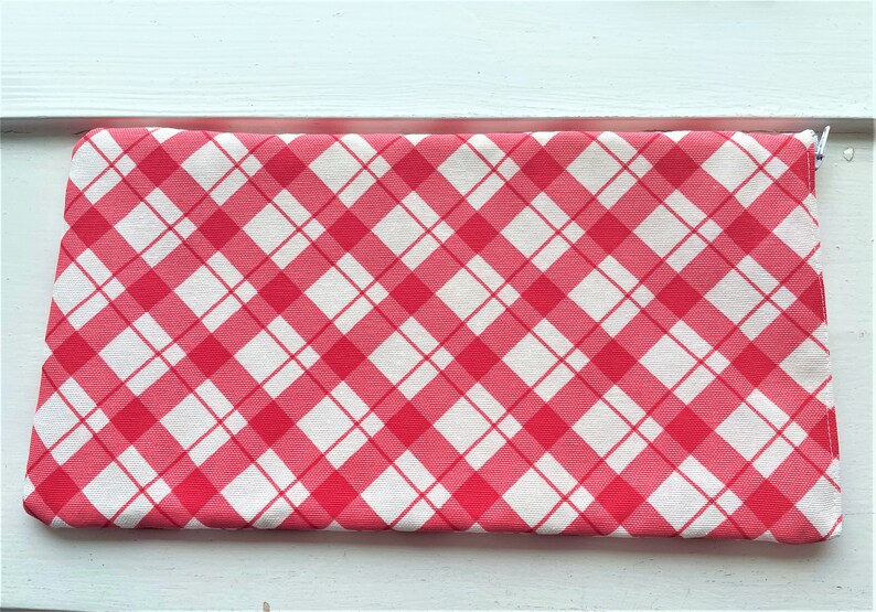 RED PLAID Apple Magic Keyboard Sleeve, Wireless Keyboard with Numeric Keypad Logitech MX Mini, Jelly Comb case Padded and Zipper image 3