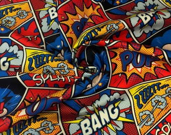 BOOM and BANG - SQUARE Handgemachte Tischdecke Schwergewichtsstoff Wasser- und Fleckenbeständiges Pop Art Design - 140 cm x 140 cm