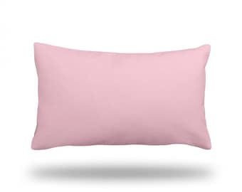 Solid Pastel Pink Throw Pillow, Decorative Pillow, Pillow Cover, Pillow Case - RECTANGLE - 13" x 22" - Bottom Zipper Closure