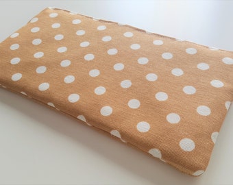 Polka Dots on Beige  - Cash Wallet, Clutch, Make Up Bag, Case, Pouch, Wallet Pencil Case - Large Zippered Pouch - Flat