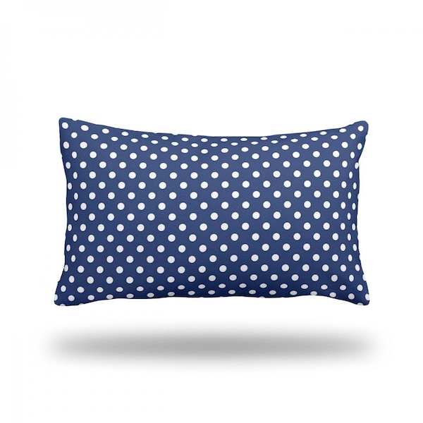 Polka Dots on Dark Blue - Decorative Throw Pillow, Pillow Cover, Pillow Case - RECTANGLE - 13" x 22" - Bottom Zipper Closure