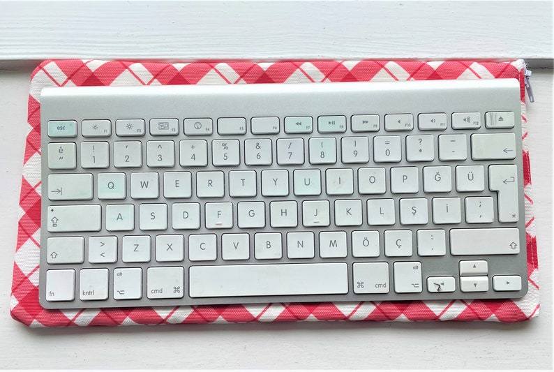 RED PLAID Apple Magic Keyboard Sleeve, Wireless Keyboard with Numeric Keypad Logitech MX Mini, Jelly Comb case Padded and Zipper image 7