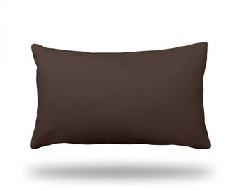 SOLID Chocolate Brown - Throw Pillow, Decorative Pillow, Pillow Cover, Pillow Case - RECTANGLE - 13" x 22" - Bottom Zipper Closure