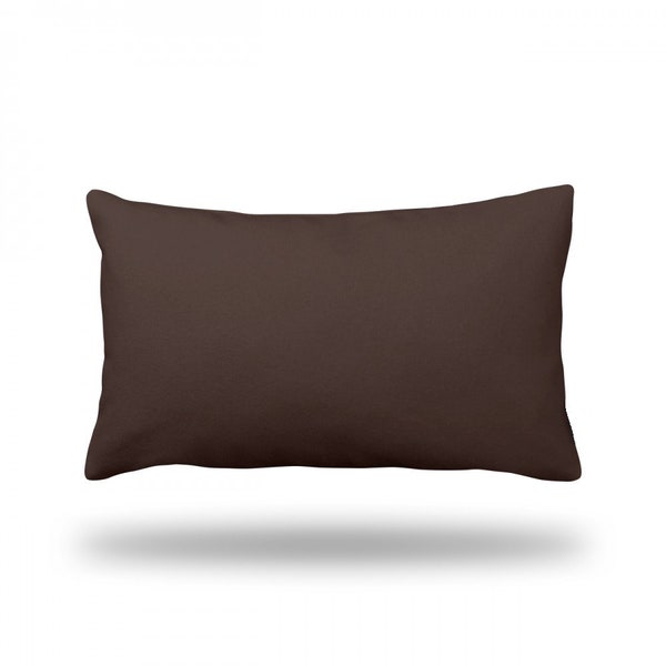 SOLID Chocolate Brown - Throw Pillow, Decorative Pillow, Pillow Cover, Pillow Case - RECTANGLE - 13" x 22" - Bottom Zipper Closure