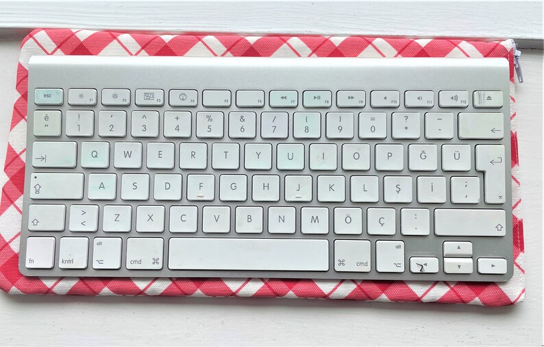 RED PLAID Apple Magic Keyboard Sleeve, Wireless Keyboard with Numeric Keypad Logitech MX Mini, Jelly Comb case Padded and Zipper image 8