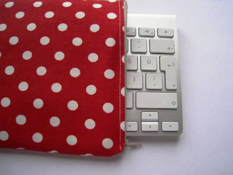 Polka Dots on Red Apple Magic Keyboard Sleeve, Case, Magic Keyboard 2, Extended Keyboard with Numeric Keypad Padded and Zipper Closure image 8