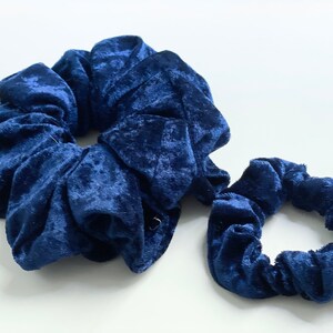 DARK BLUE - Set of 2 Scrunchies - 1 XXL Scrunchie and 1 Mini Scrunchie Set , Hair Accessories Hair Ties