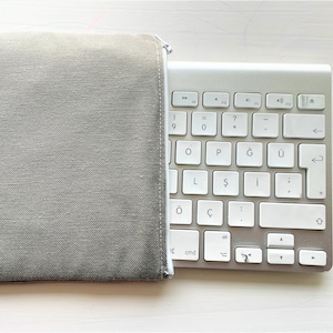 GRIGIO SOLIDO - Custodia, custodia per tastiera Apple Magic, tastiera Apple Magic 1 o 2 o con tastierino numerico - Chiusura imbottita e con cerniera