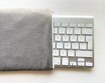 SOLID GREY - Apple Magic Keyboard Sleeve, Case, Apple Magic Keyboard 1 oder 2 oder mit Ziffernblock - Gepolstert und Reißverschluss