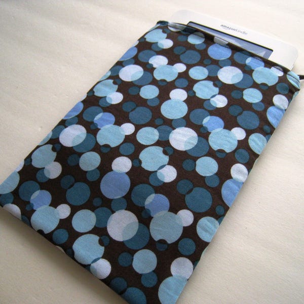BLUE BUBBLES - Kindle Paperwhite, Fire, Voyage, Kindle Fire HD Nook, Nook Color, Ereader Sleeve - Padded and Zipper Clos