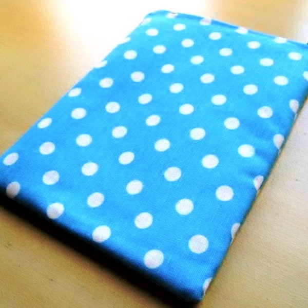 POLKA DOTS on Baby Blue - Kindle Paperwhite, Fire, Voyage, Fire HD, Nook, Nook Color, Glowlight Ereader Sleeve - Padded and Zipper Closure