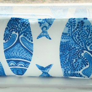 BLUE FISH - Federmäppchen, Portemonnaie, Clutch, Tasche großer Reißverschlussbeutel - flach - Schwergewicht Stoff Fleck und Wasserfest