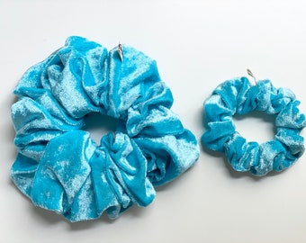 TURQUOISE - Set of 2 Scrunchies - 1 XXL Scrunchie and 1 Mini Scrunchie Set , Hair Accessories Hair Ties