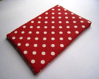 POLKA on RED - Kindle Paperwhite, Fire, Voyage, Kindle Fire HD Nook, Nook Color, Glowlight Ereader Sleeve - Padded and Zipper Closure