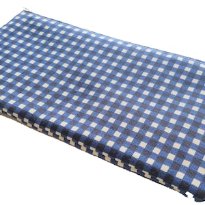 BLAU und NAVY Vichykaro - Geldbörse, Clutch, Schminktasche, Etui, Beutel, Brieftasche Federmäppchen - Große Tasche mit Reißverschluss - Flach