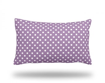 Polka Dots on Lilac - Decorative Throw Pillow, Pillow Cover, Pillow Case - RECTANGLE - 13" x 22" - Bottom Zipper Closure