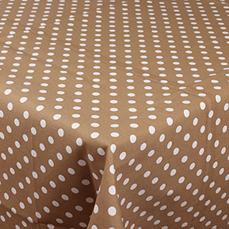 SQUARE Handmade Tablecloth POLKA DOTS on Beige 68 x 68-170 cm x 170 cm