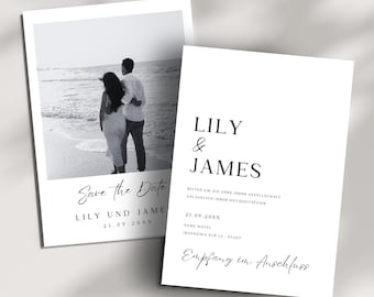 Einladung Hochzeit Modern Minimal Save the Date Vorlage Save The Date mit Bilder Verlobung Save The Date Hochzeit Save The Date Einladung