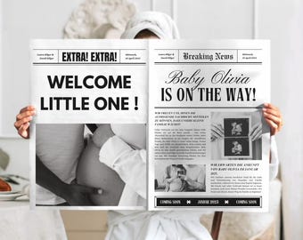 Baby verkünden Zeitung Vorlage Schwangerschaftsverkünden Babyparty Schwangerschaftsanzeige Zeitung Babyanzeige Baby Verkündung Schwanger