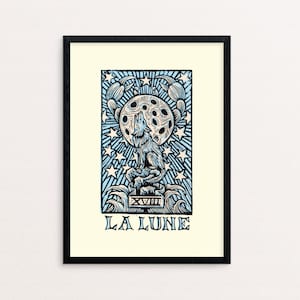 La Lune Moon Tarot Linocut Art Print