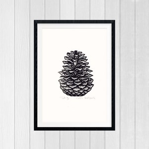 Szyszka 8,5x11 Linoryt do galerii ściennej, rustykalny wystrój domu