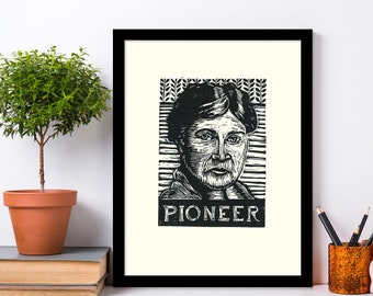 Willa Cather Art Linocut Print - Author Art Print - Literary Art - Office Decor - Writer Gift - 8.5x11 Prints - Reader Gift