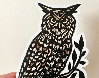 Great Horned Owl Sticker - Waterproof Sticker - Bird Stickers - Bumper Sticker- Water Bottle Sticker - Car Sticker - Animal Stickers