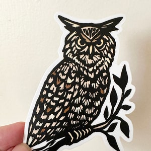 Sticker hibou grand duc - Sticker imperméable - Stickers oiseaux - Sticker pour voiture - Sticker bouteille d&#39;eau - Sticker voiture - Stickers animaux